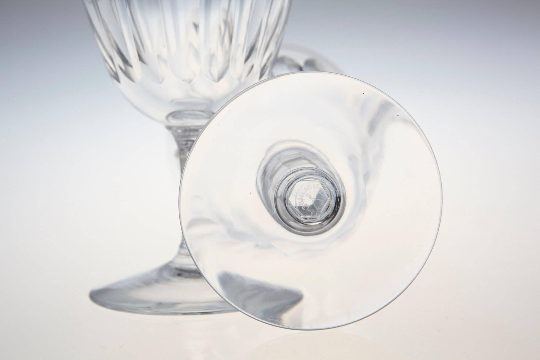 Mid-Century Modern Set of Eight Baccarat Crystal 'Verone' Pattern White Wine Glasses, circa 1950s
