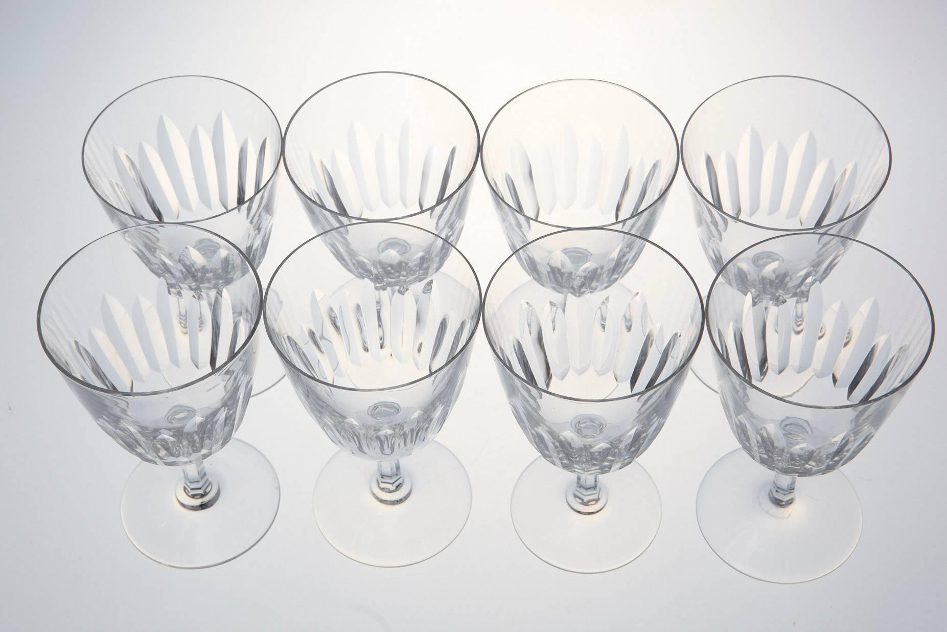 Mid-20th Century Set of Eight Baccarat Crystal 'Verone' Pattern White Wine Glasses, circa 1950s