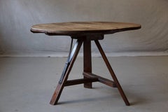 19th Century Tilt Top Wine Tasting or Centre Pine Table with Tripod Base