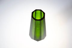 Green Hand Cut Crystal Vase Attributed to Josef Hoffmann for Moser & Söhne