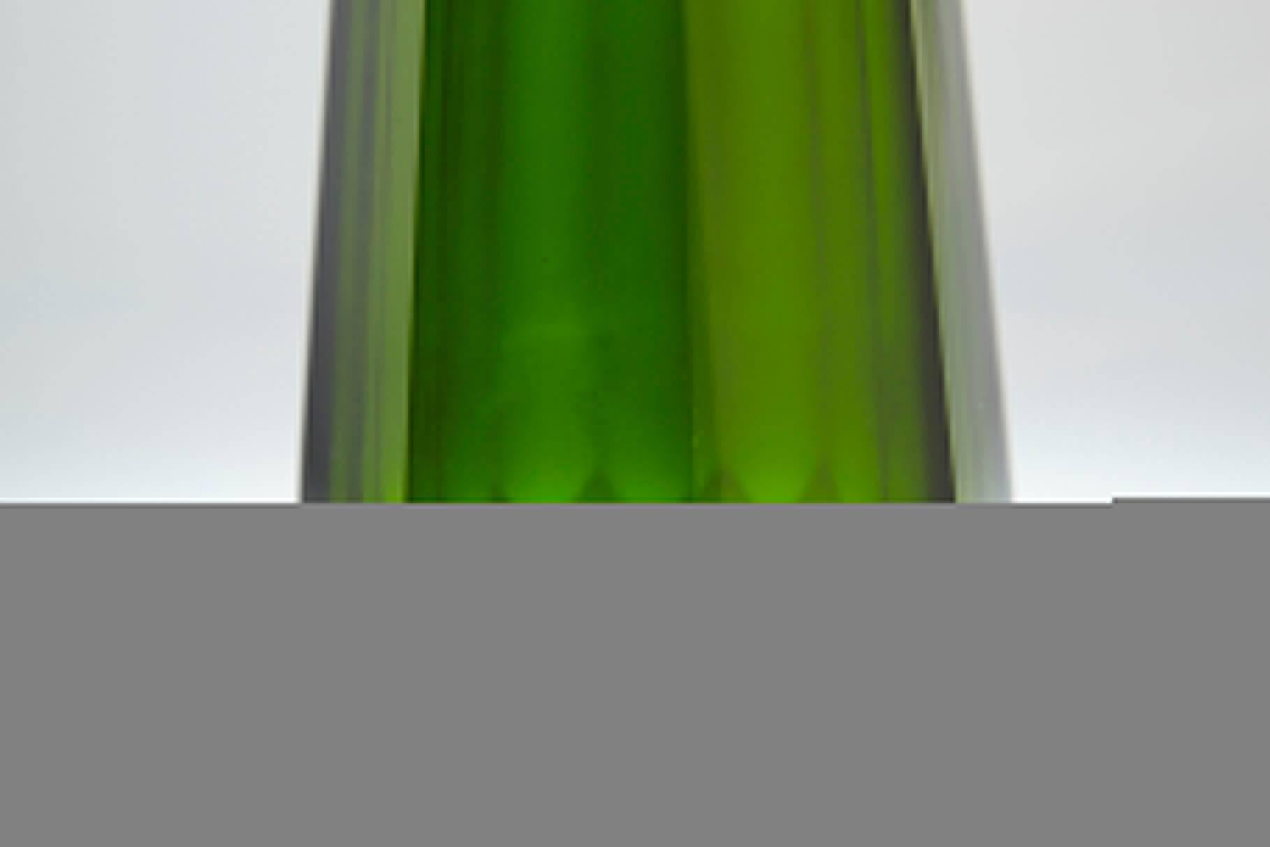 Czech Green Hand Cut Crystal Vase Attributed to Josef Hoffmann for Moser & Söhne