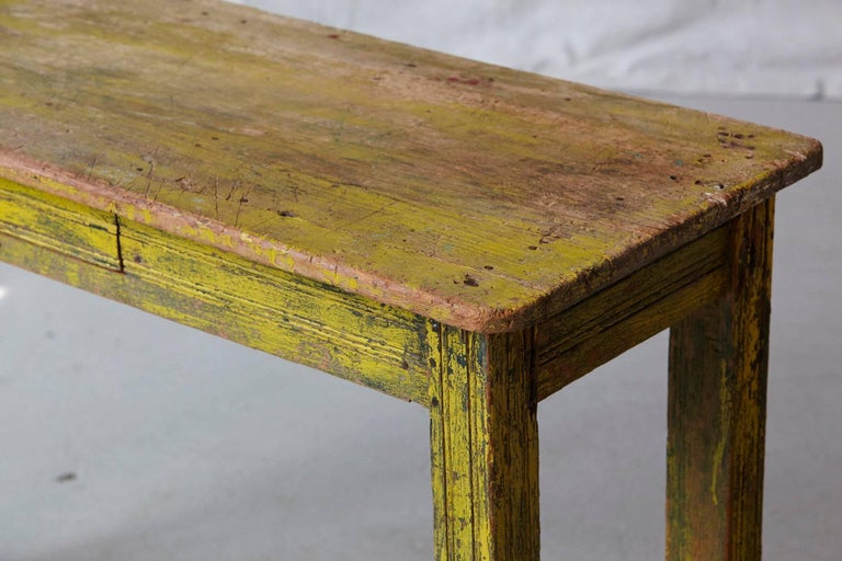 Primitive Yellow Painted Distressed Console Table at 1stDibs yellow