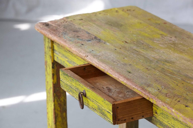 Primitive Yellow Painted Distressed Console Table at 1stDibs yellow