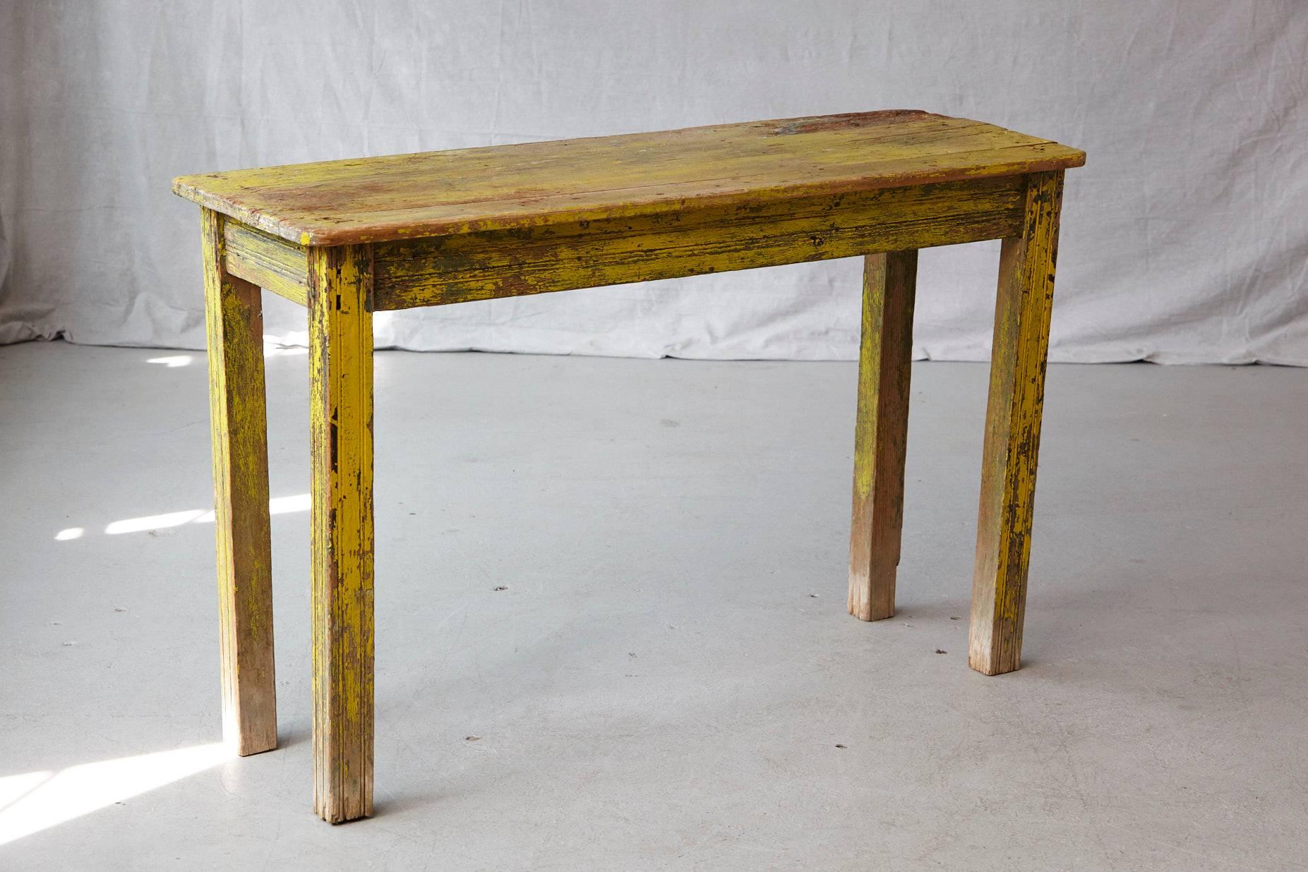 distressed red table