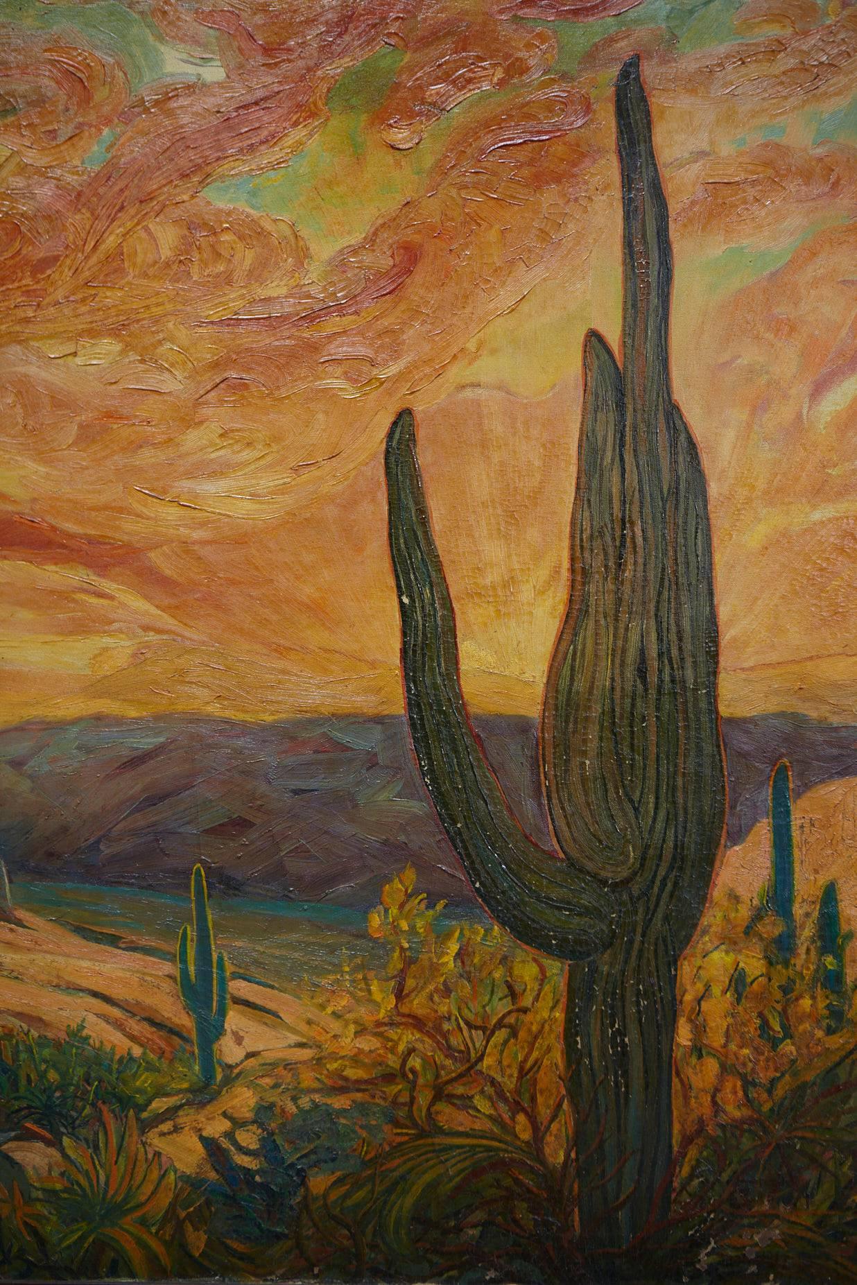 Mid-20th Century Robert Zuppke, South Western Landscape Oil on Canvas