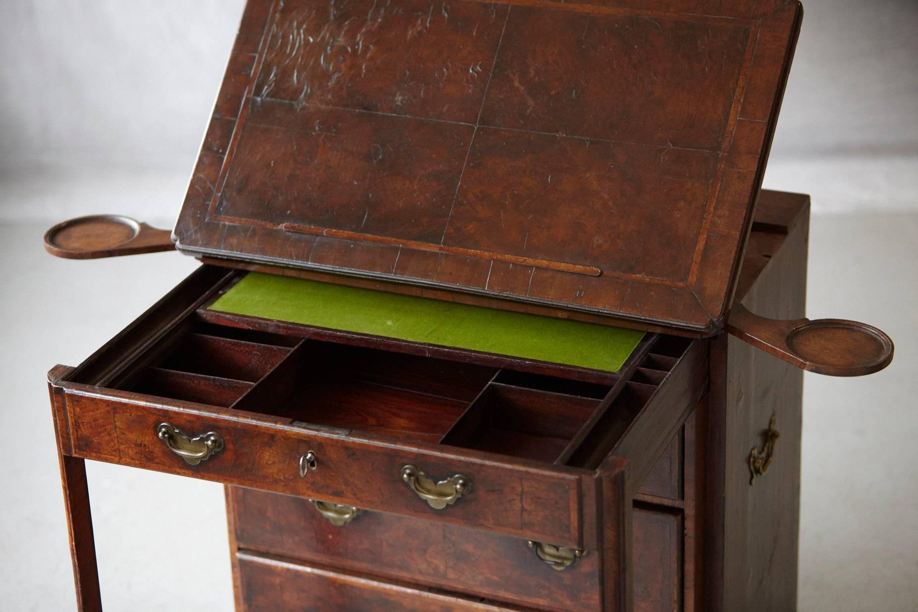 Important Queen Anne Walnut Architect's Chest, circa 1710 For Sale 1