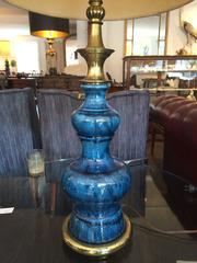 Stiffel Blue Ceramic Glazed Table Lamp