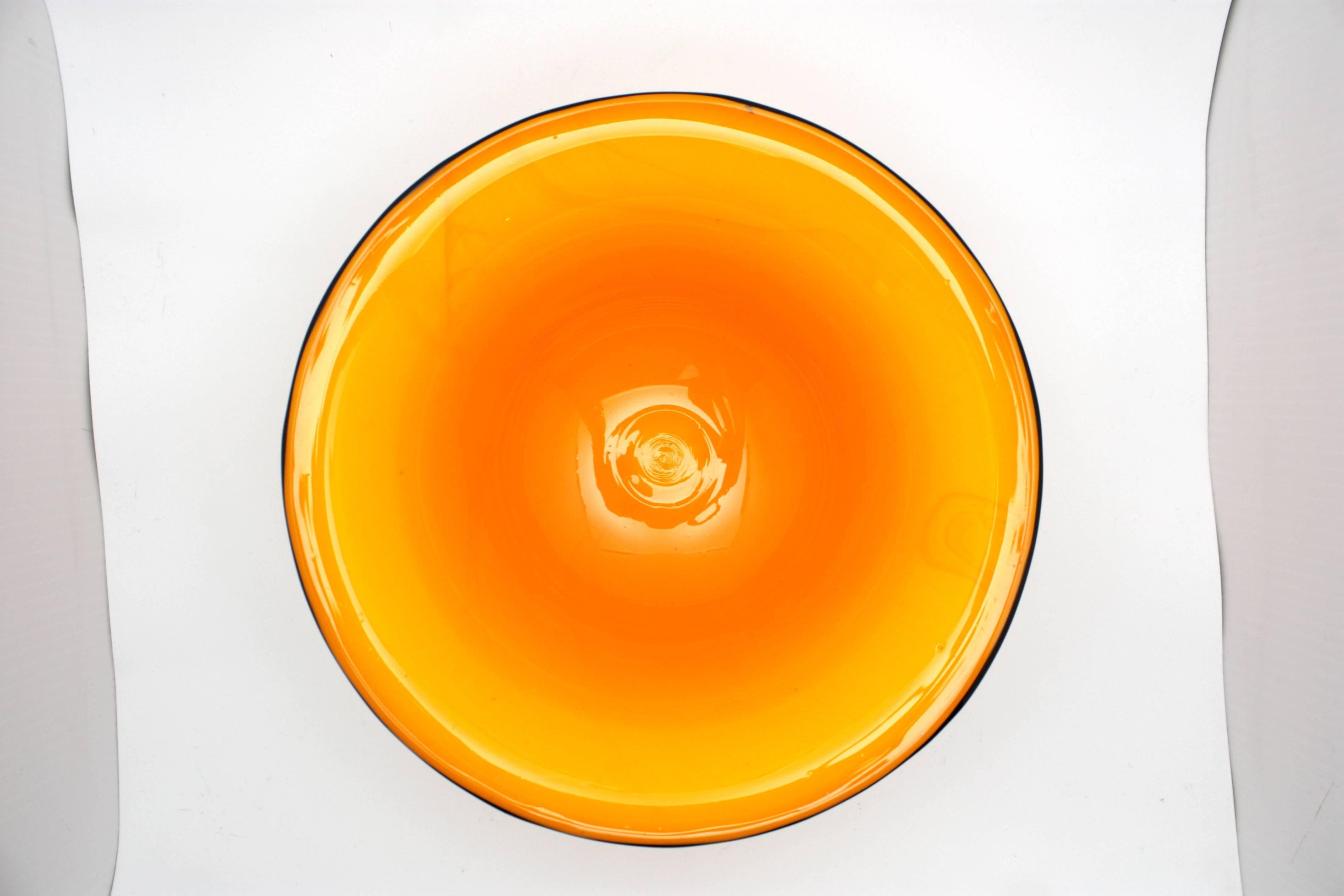 Art Deco Beautiful Loetz Orange Opal Serie III Czech Art Nouveau Glass Bowl For Sale
