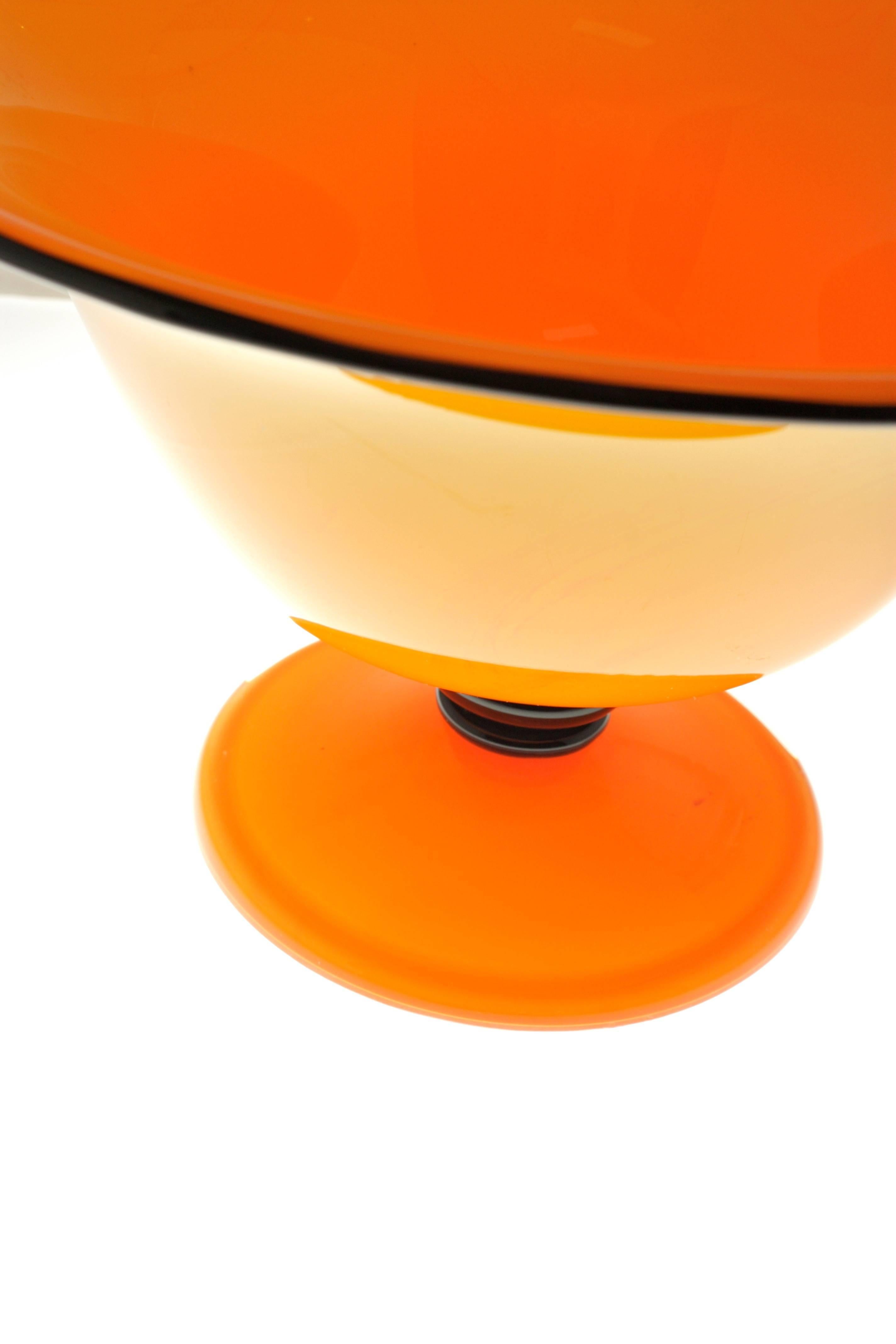 Blown Glass Beautiful Loetz Orange Opal Serie III Czech Art Nouveau Glass Bowl For Sale