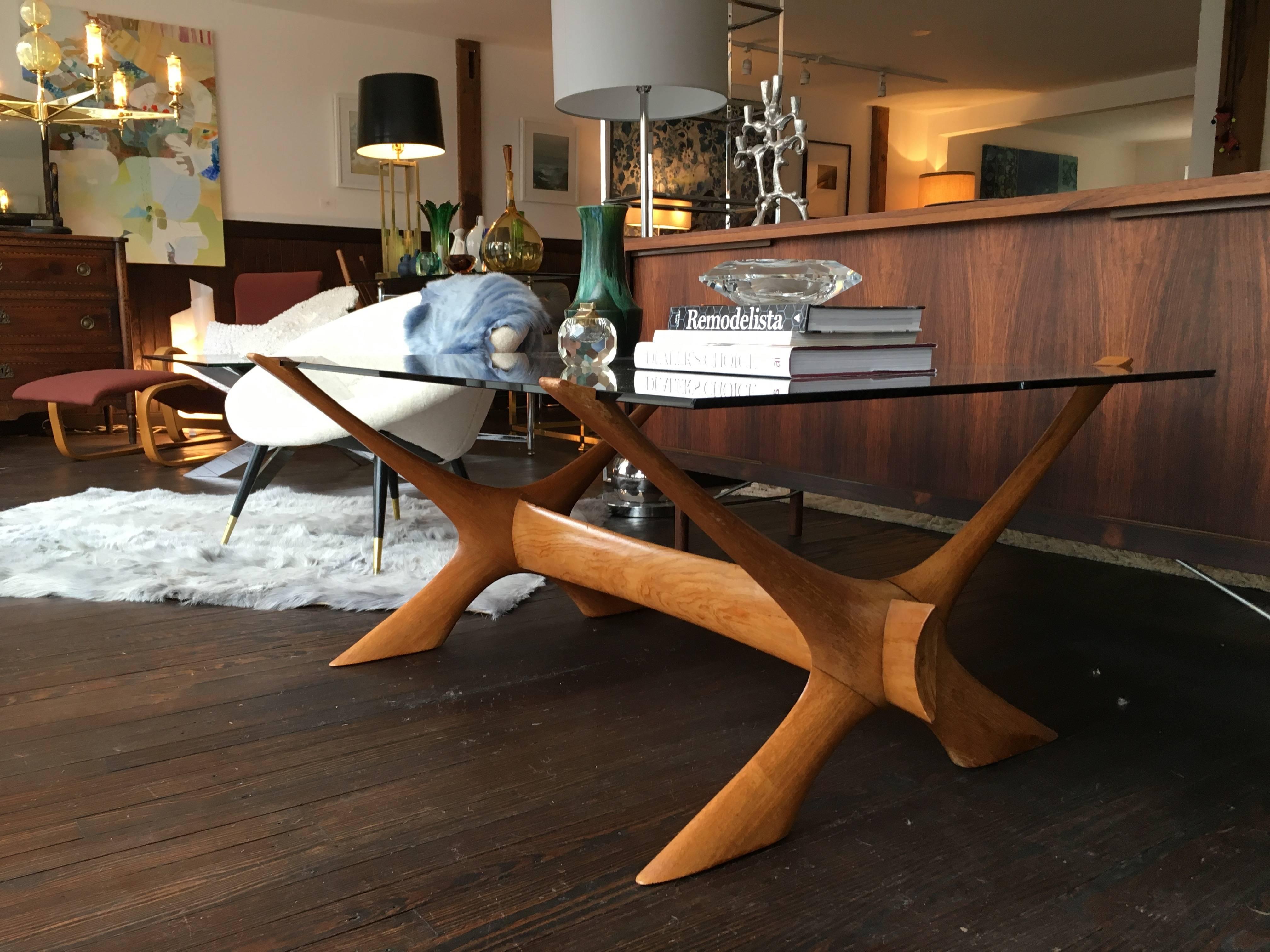 Mid-Century Modern 1960s Teak and Smoked Glass Cocktail Table by Illum Wikkelson For Sale