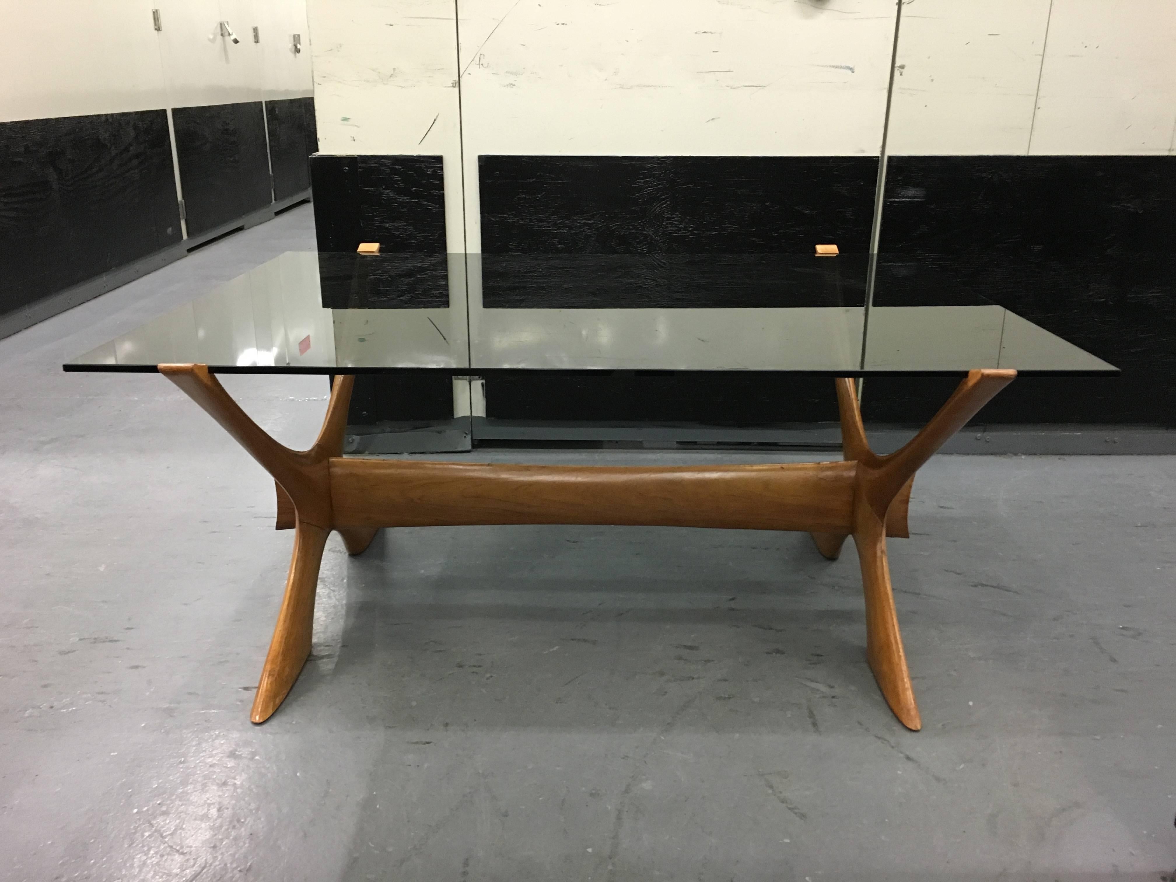 1960s Teak and Smoked Glass Cocktail Table by Illum Wikkelson In Excellent Condition For Sale In Manhattan, NY