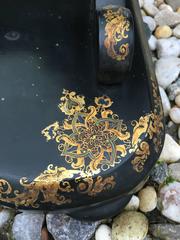 19th Century British Chinoiserie Black Lacquer Dressing Mirror