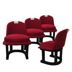 Set of Four Chairs Fiberglass Frame, Velvet Leather and Lacquer, USA, circa 1960 7