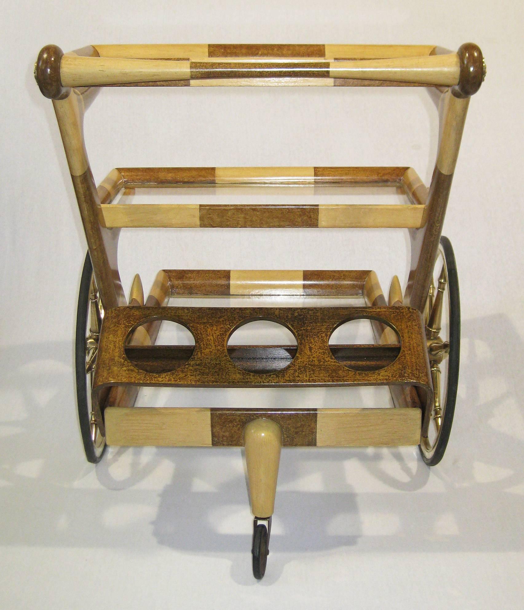 Mid-Century Modern Service Trolley Cart Designed by Aldo Tura, Italy, circa 1950