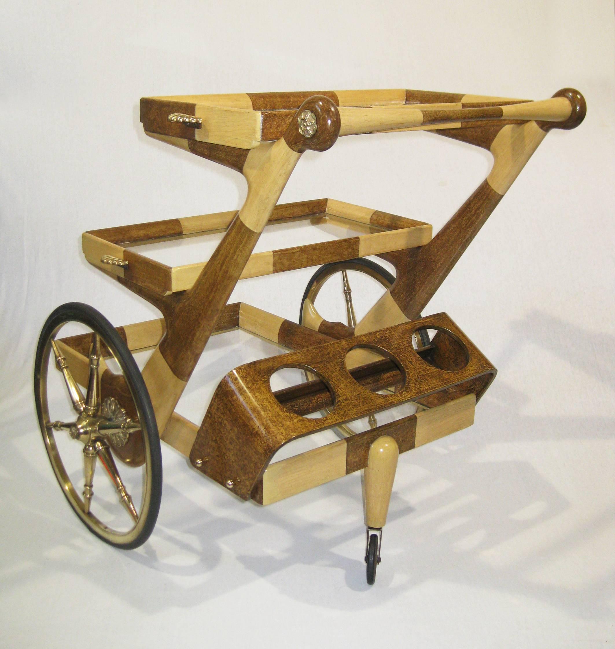 Italian Service Trolley Cart Designed by Aldo Tura, Italy, circa 1950