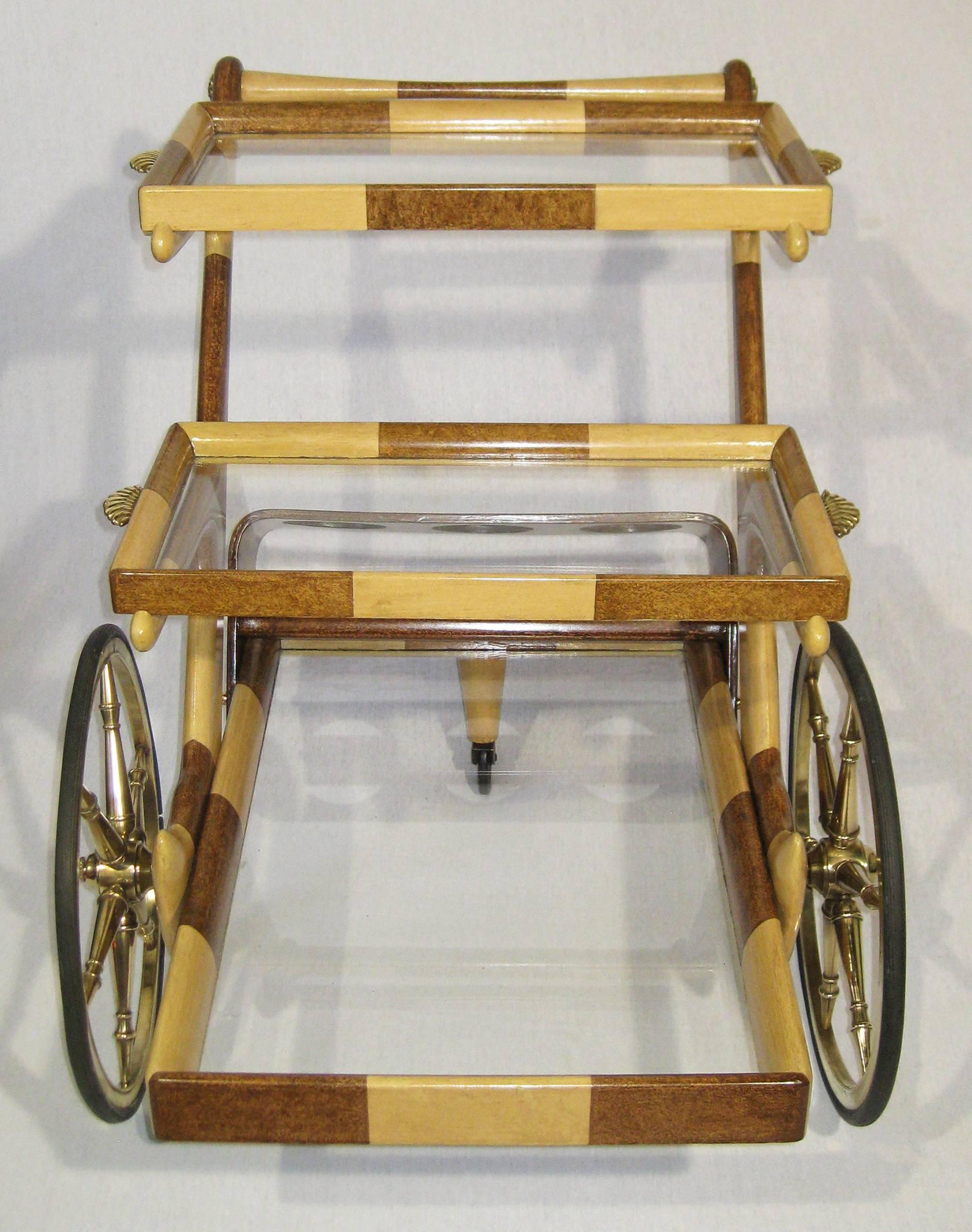 Painted Service Trolley Cart Designed by Aldo Tura, Italy, circa 1950