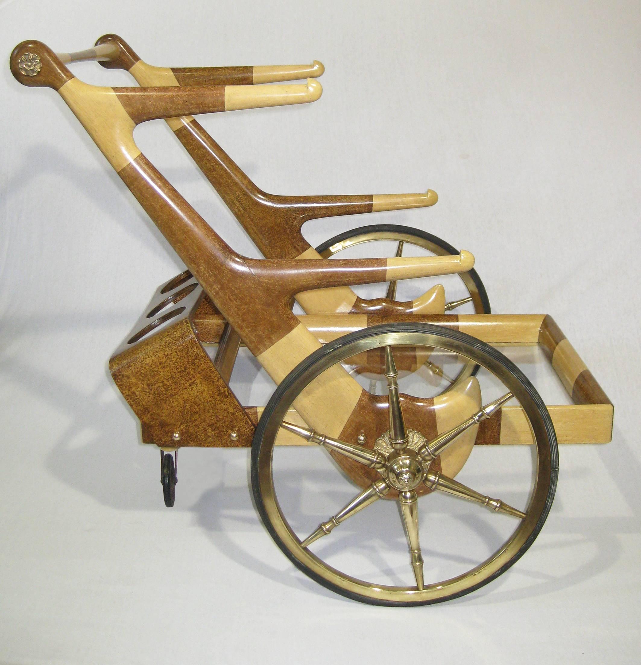 Service Trolley Cart Designed by Aldo Tura, Italy, circa 1950 1