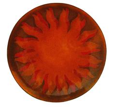 Enameled Copper Plate and Pair of Bowls by Maggie Howe, circa 1970.