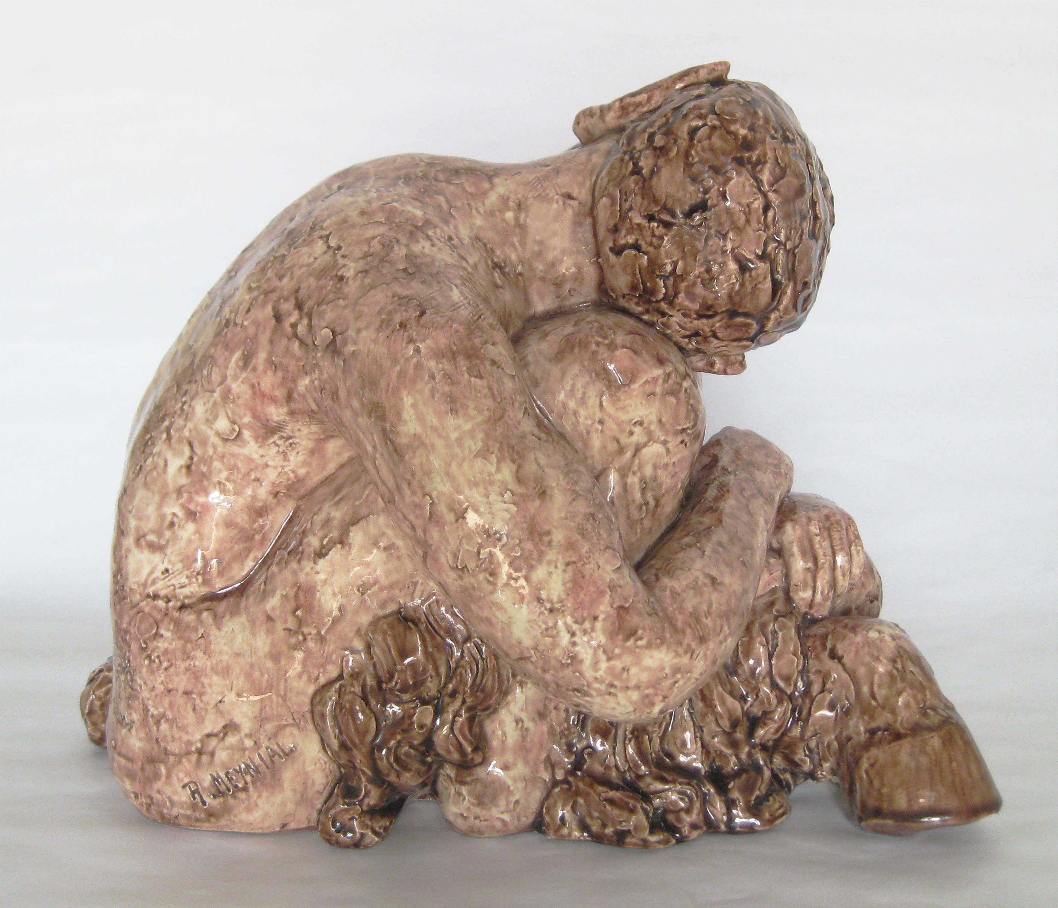 Glazed Ceramic Figure by René Meynial, France, circa 1925 In Excellent Condition In Mexico City, Cuauhtemoc