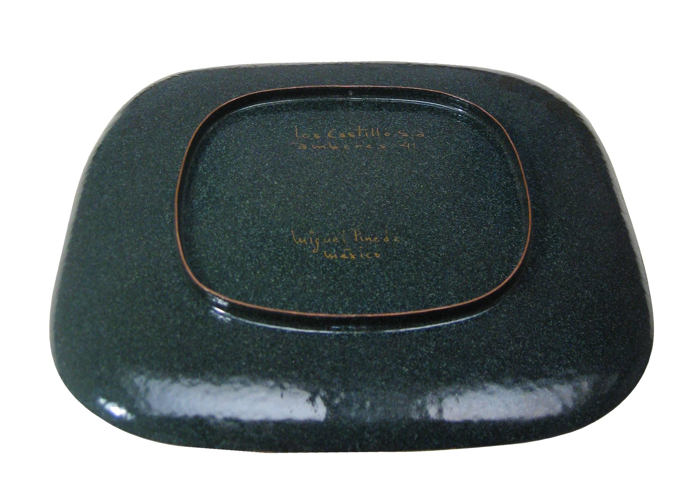 Mid-Century Modern Enameled Copper Plate by Miguel Pineda, circa 1960, Signed by the Artist