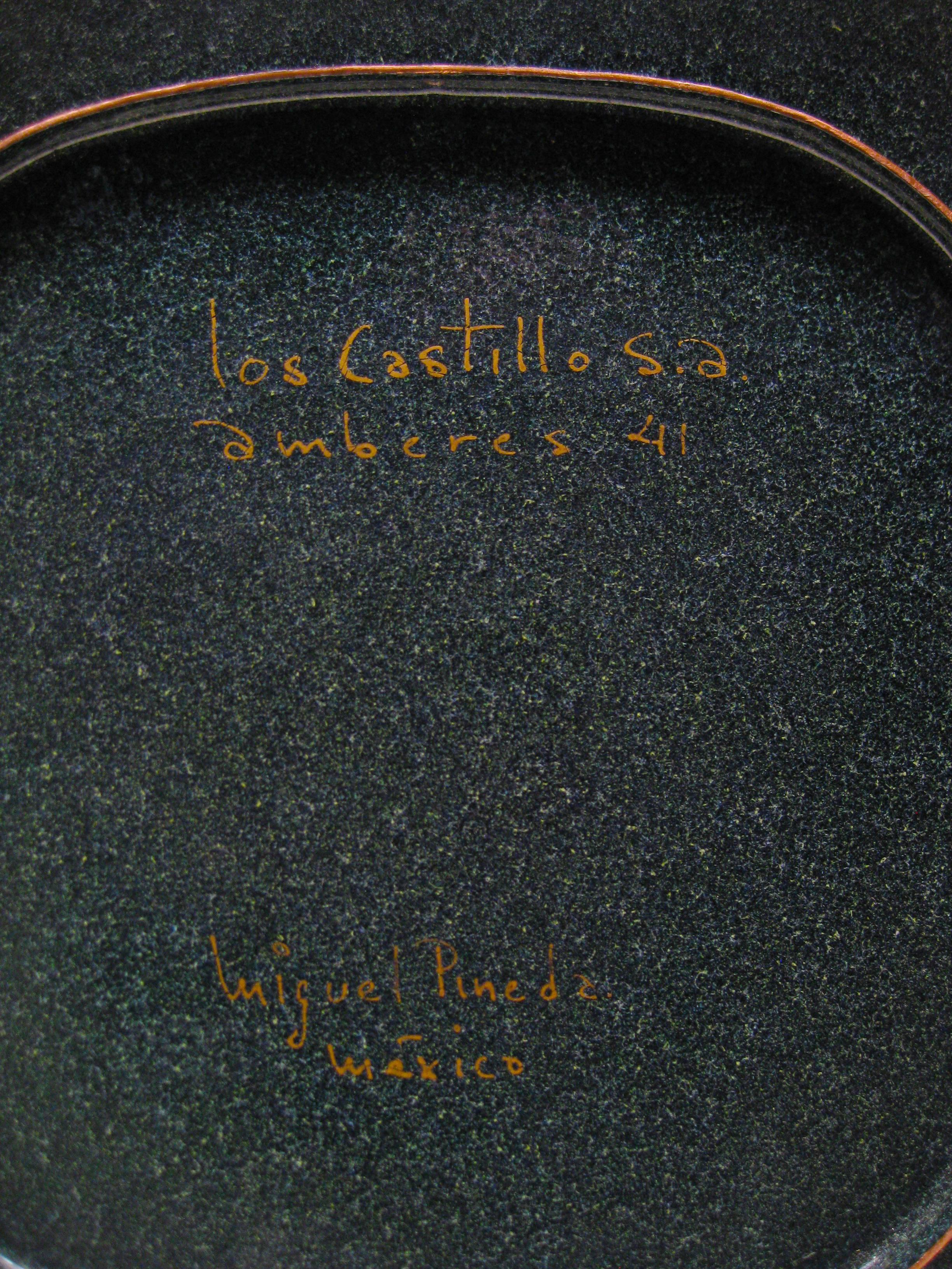 Mexican Enameled Copper Plate by Miguel Pineda, circa 1960, Signed by the Artist