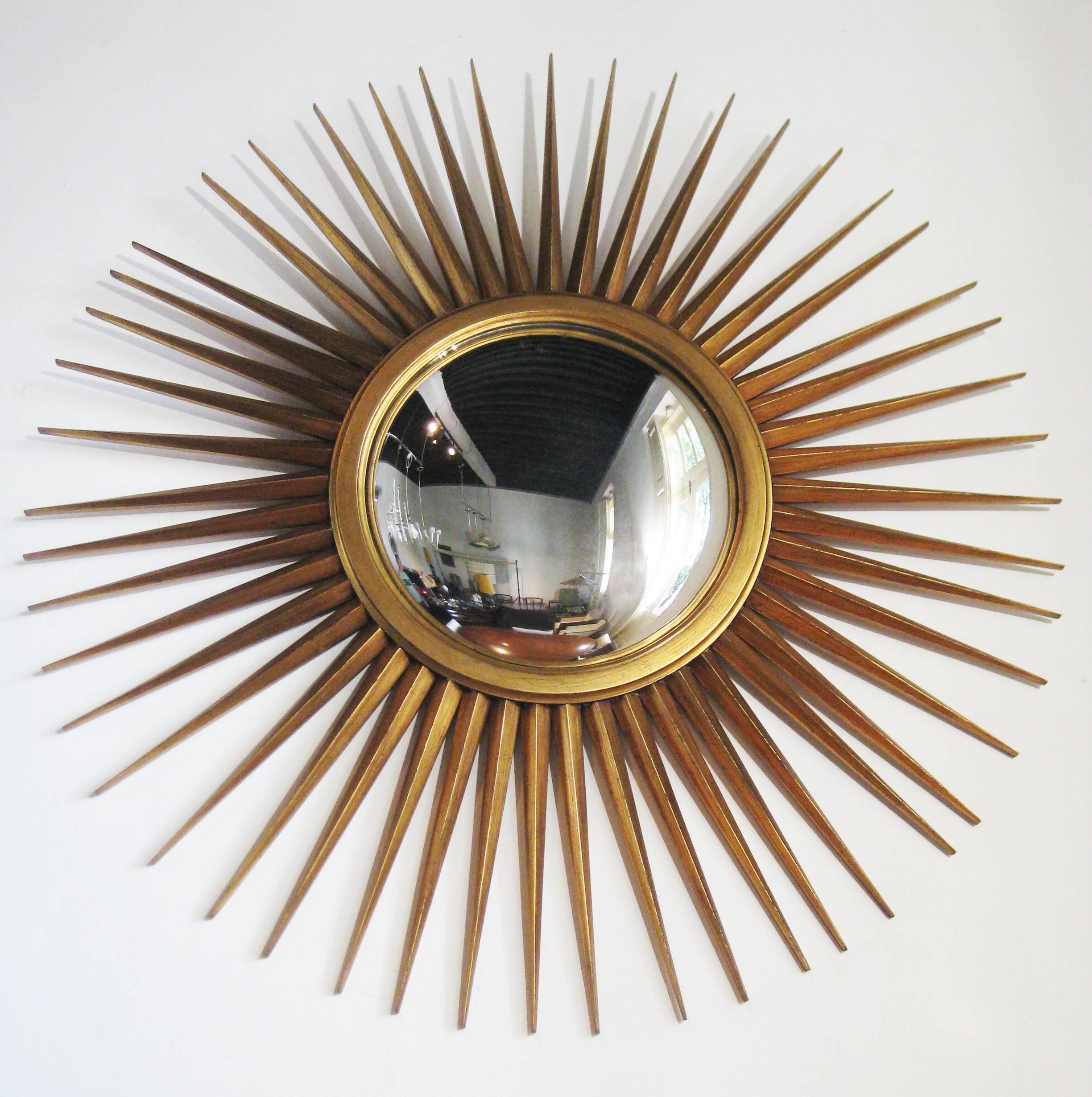 Gilt Sun Convex Mirror by Arturo Pani, circa 1950