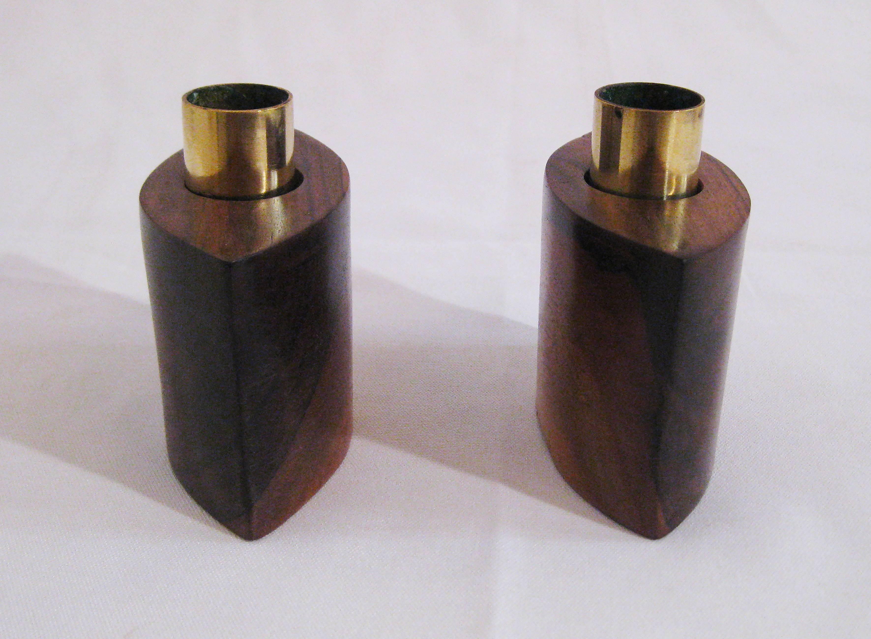 Mid-Century Modern Pair of Signed Candlesticks by Don Shoemaker, circa 1960