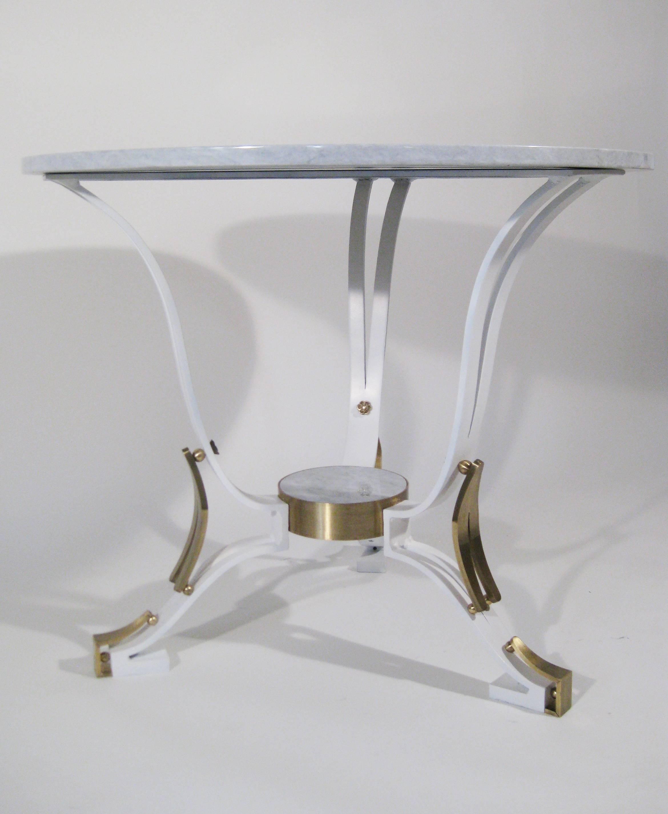 Mid-Century Modern Wrought Iron Table with Bronze and Marble by Roberto and Mito Block, circa1940