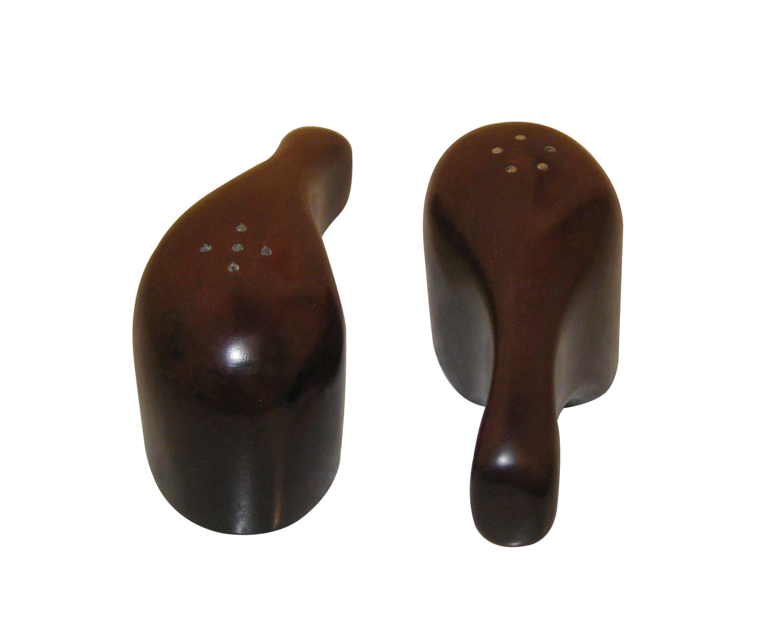 Mid-Century Modern Interlocking Rosewood Condiment Shakers by Don Shoemaker, circa 1960