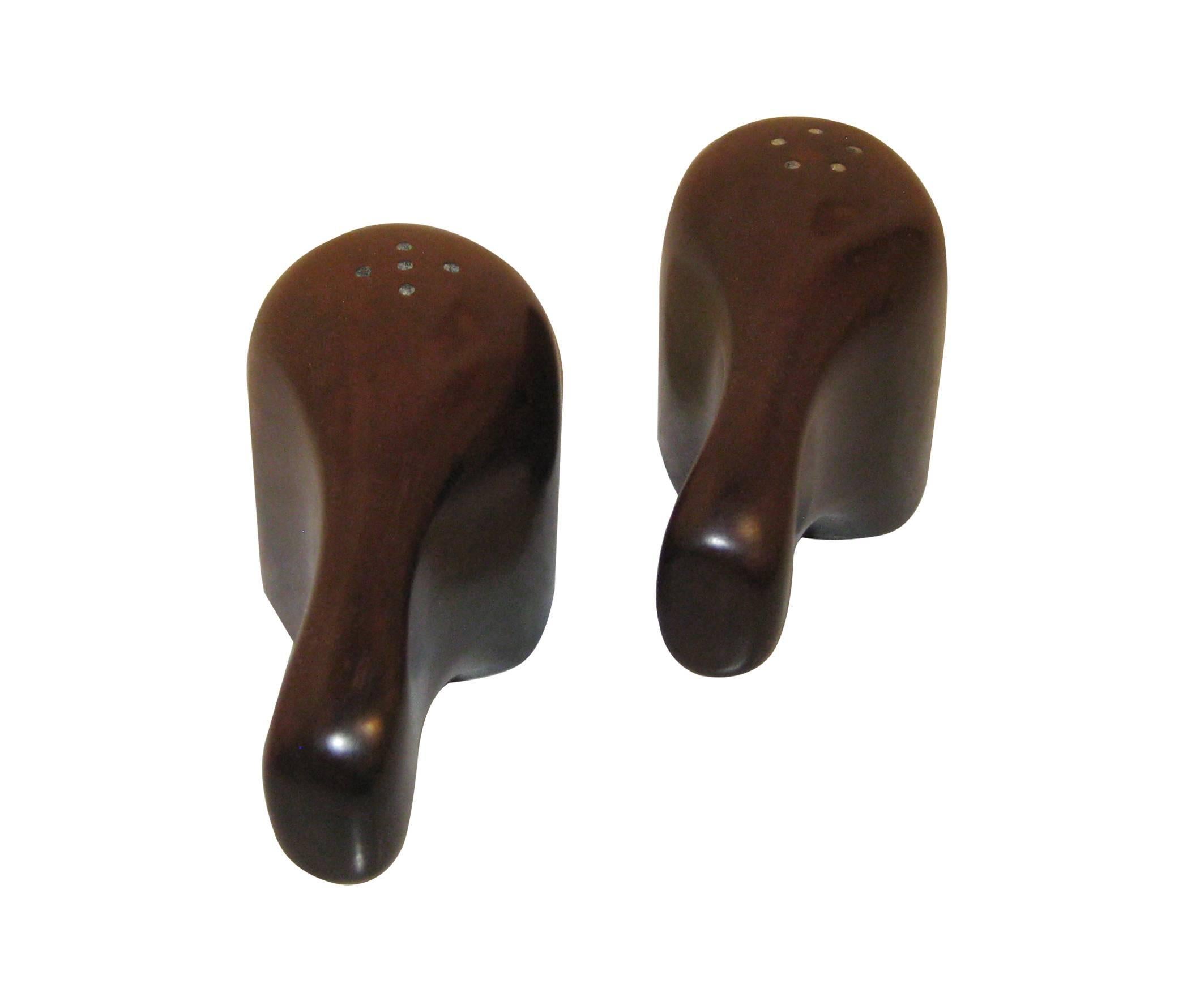 Mexican Interlocking Rosewood Condiment Shakers by Don Shoemaker, circa 1960