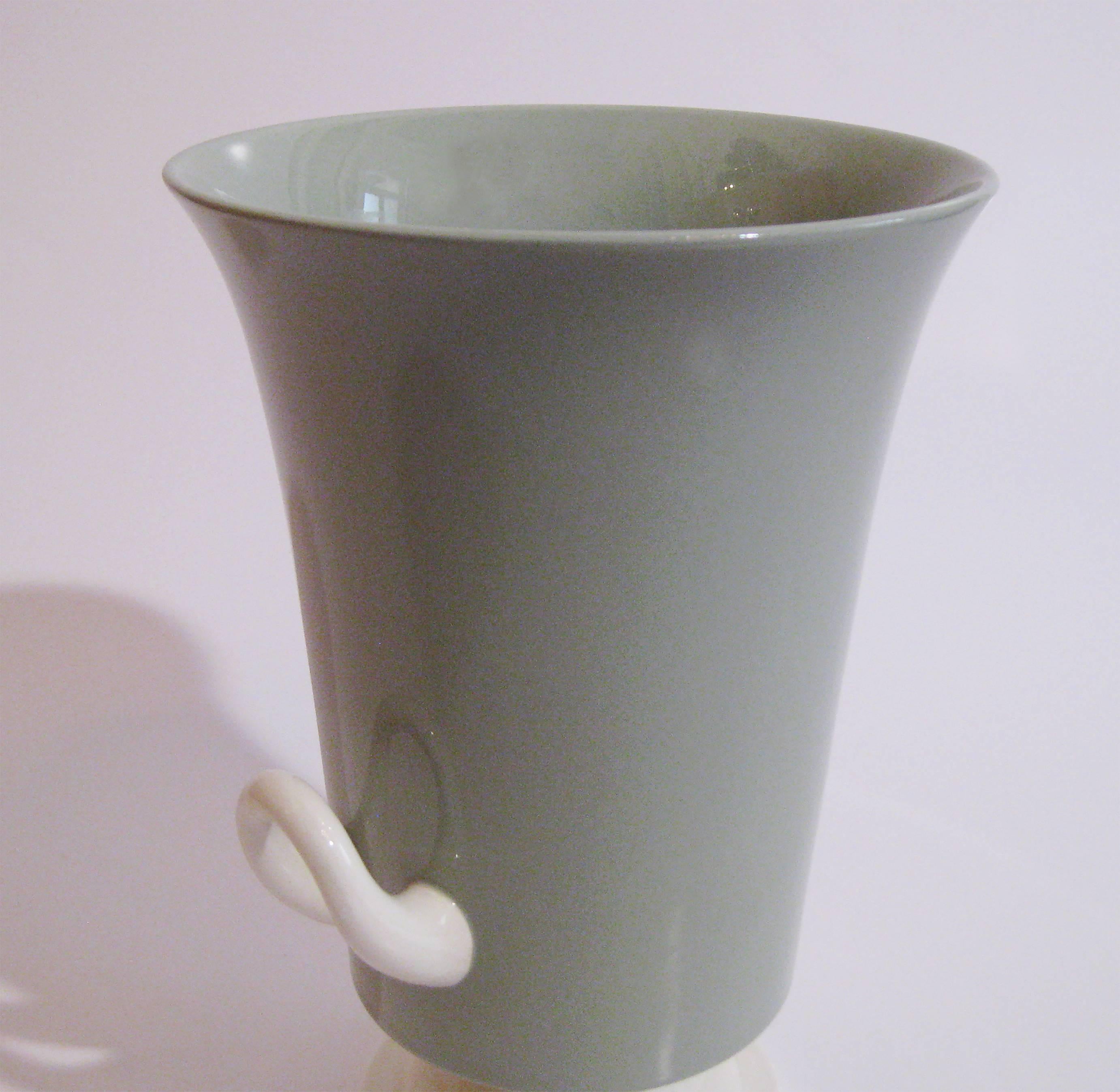 Glazed Two-Tone Vase Designed by Keith Murray, circa 1935