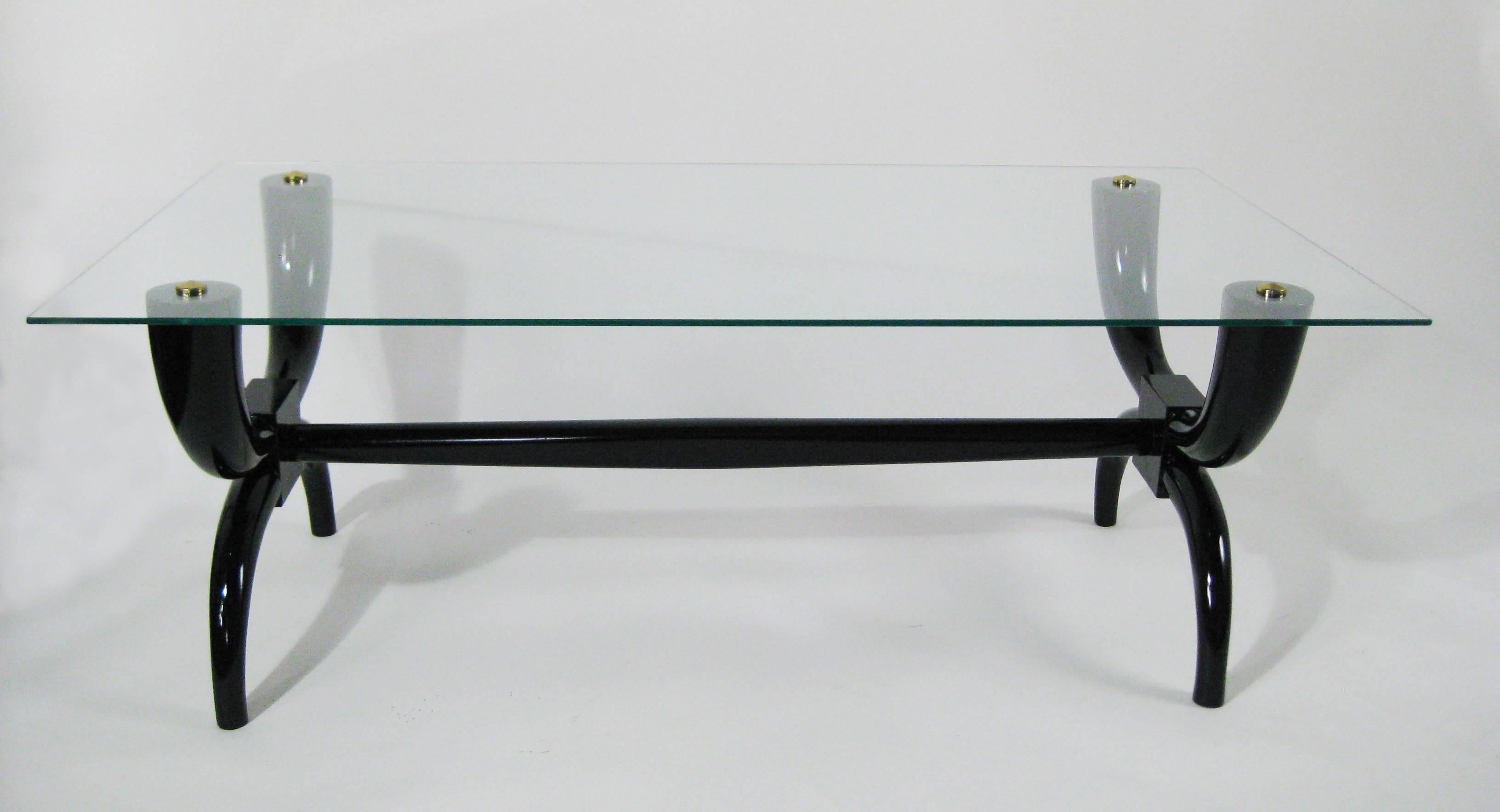 Mexican Black Lacquered Mid-Century Coffee Table, circa 1940