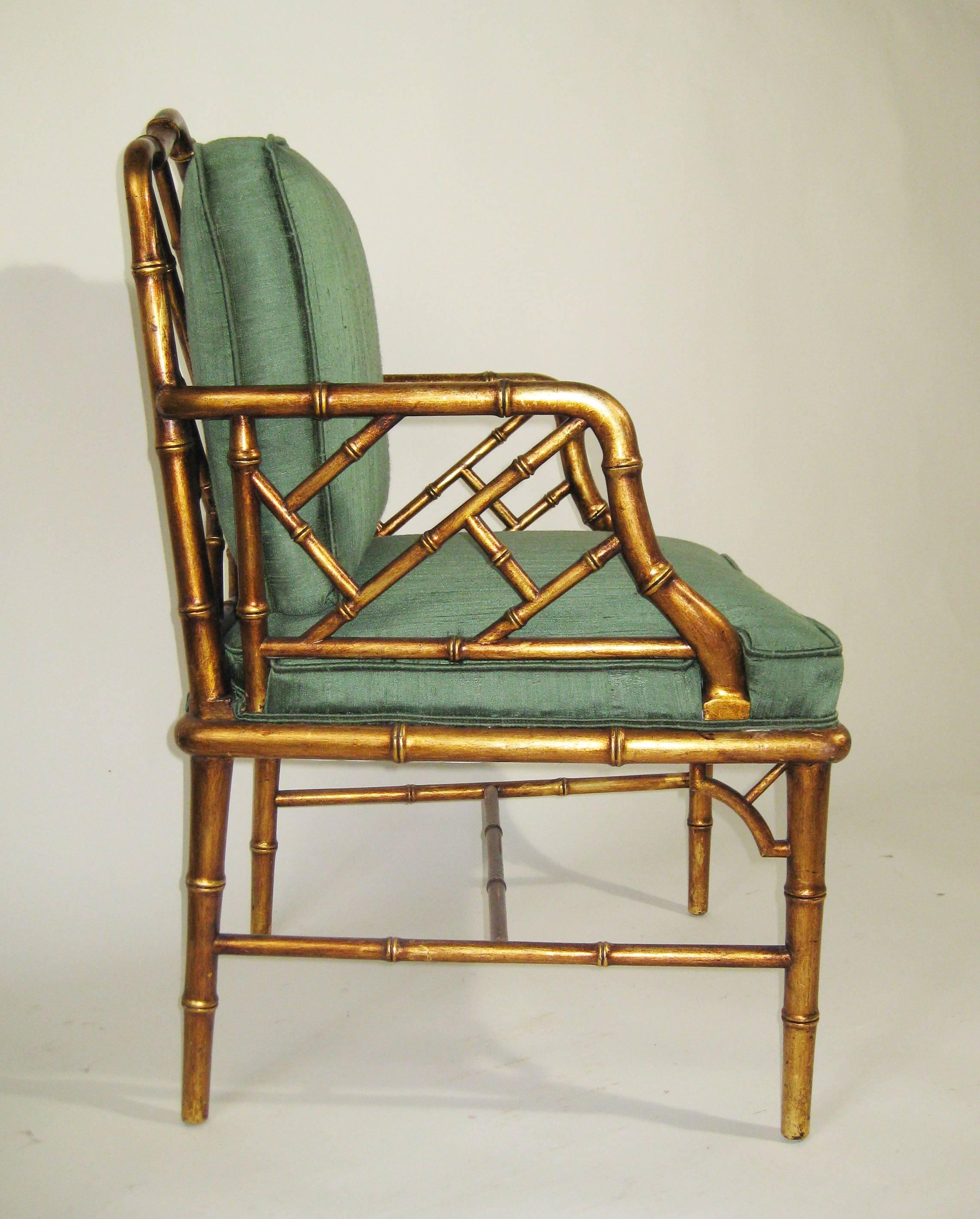 Silk Mid-Century Faux Bamboo Armchairs Attributed to Arturo Pani. Mexico, circa 1960 For Sale