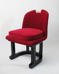 Set of Four Chairs Fiberglass Frame, Velvet Leather and Lacquer, USA, circa 1960
