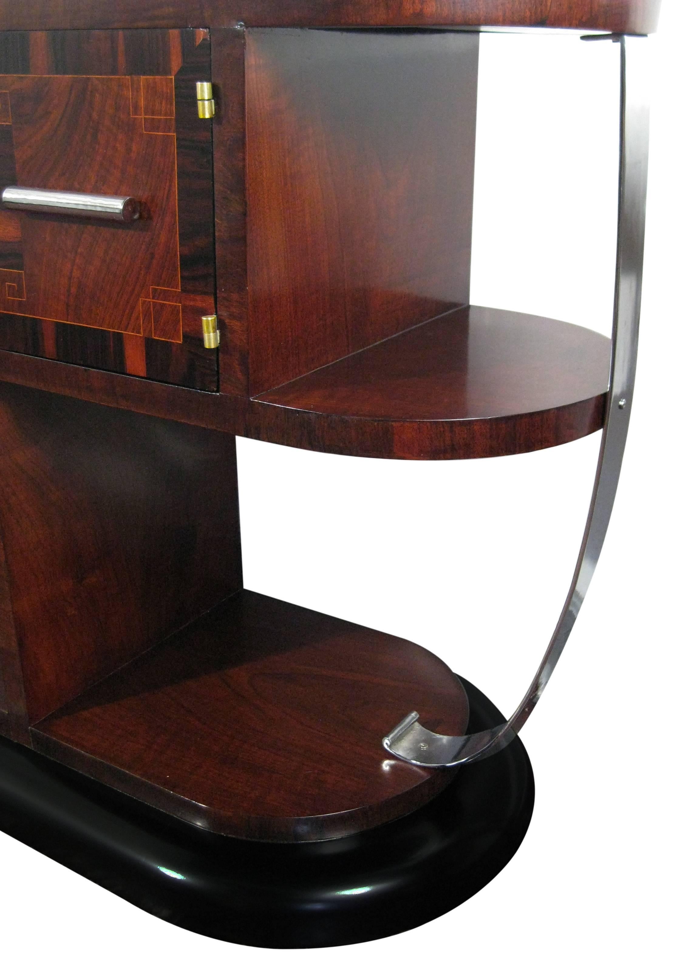 Marquetry Streamline Art Deco Dressing Table, France, circa 1930 For Sale