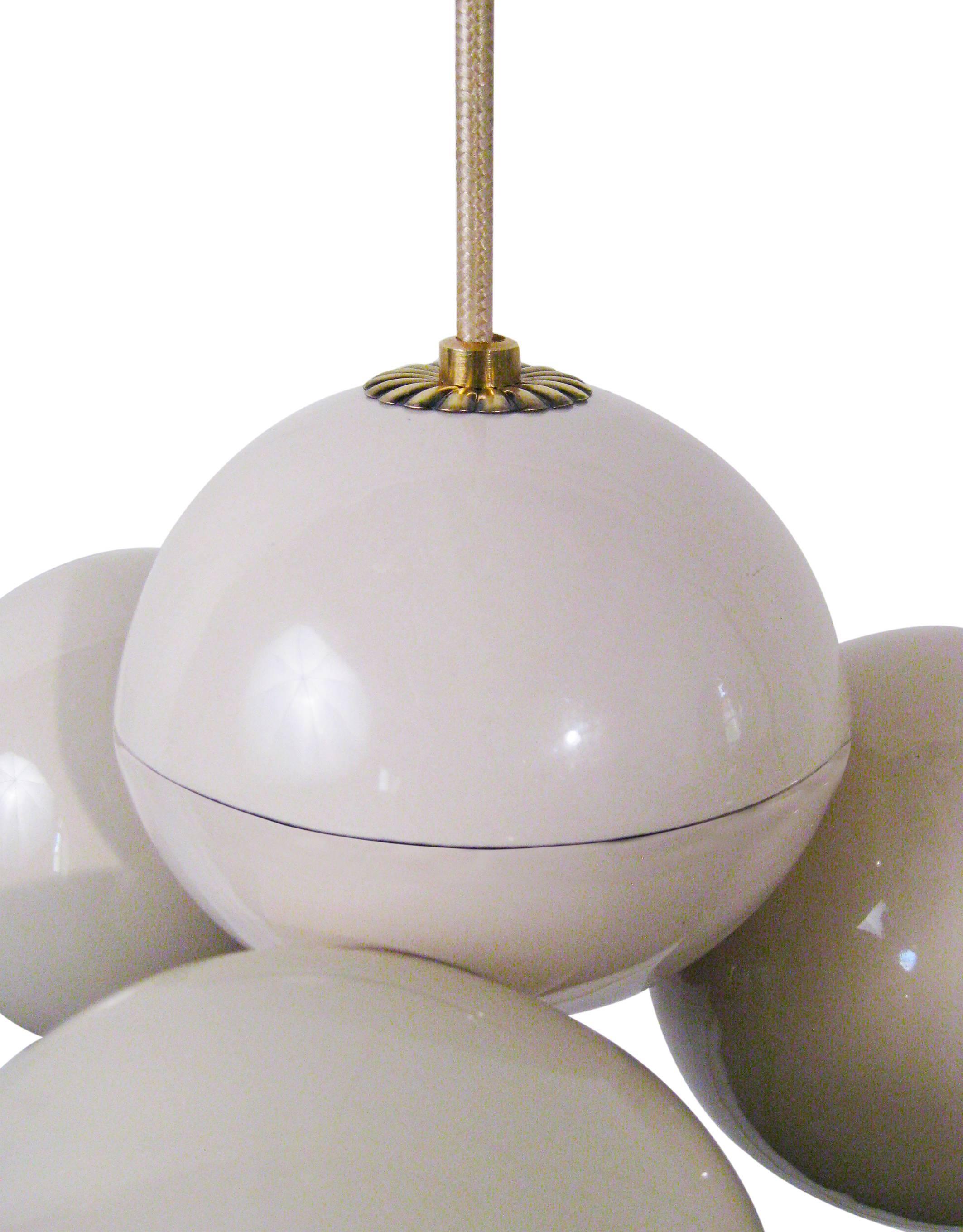 Mid-Century Modern Ceiling Light in Ceramic and Brass, Italy, circa 1950 For Sale