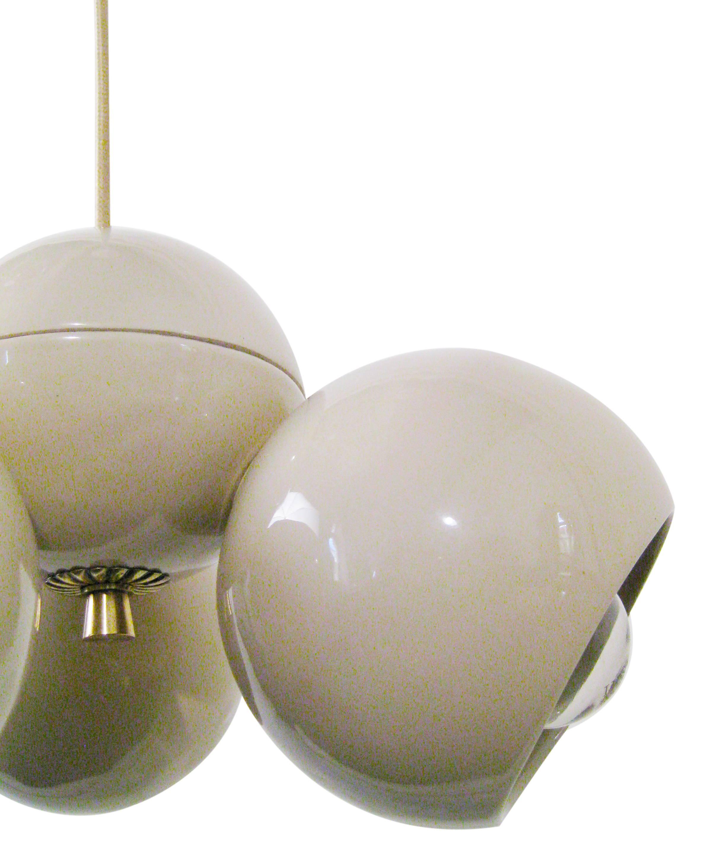 Italian Ceiling Light in Ceramic and Brass, Italy, circa 1950 For Sale