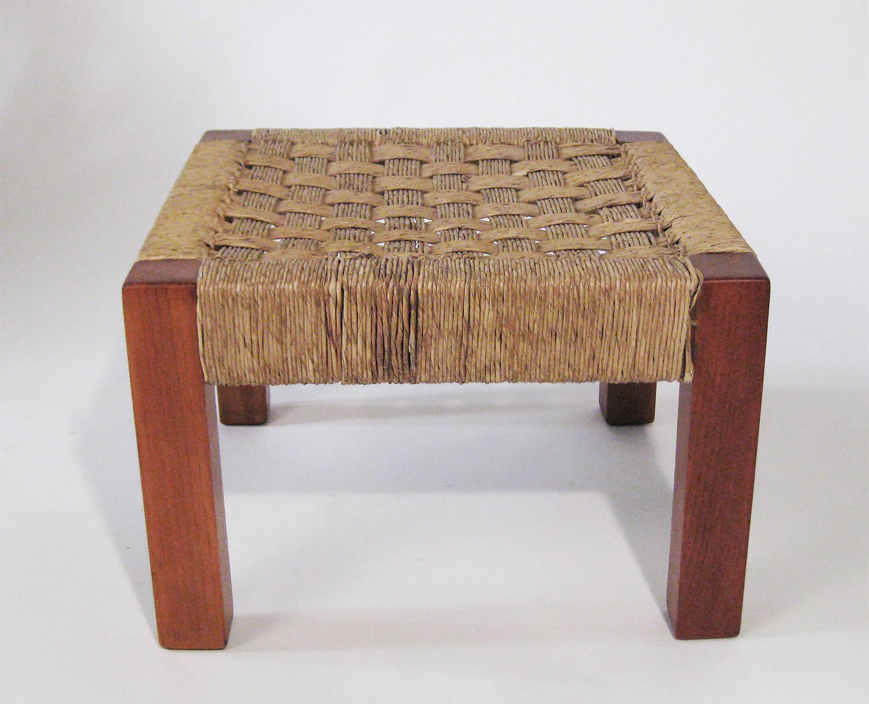 Hand-Woven Armchair & Stool Attributed to Michael van Beuren, Mexico, circa 1960 For Sale