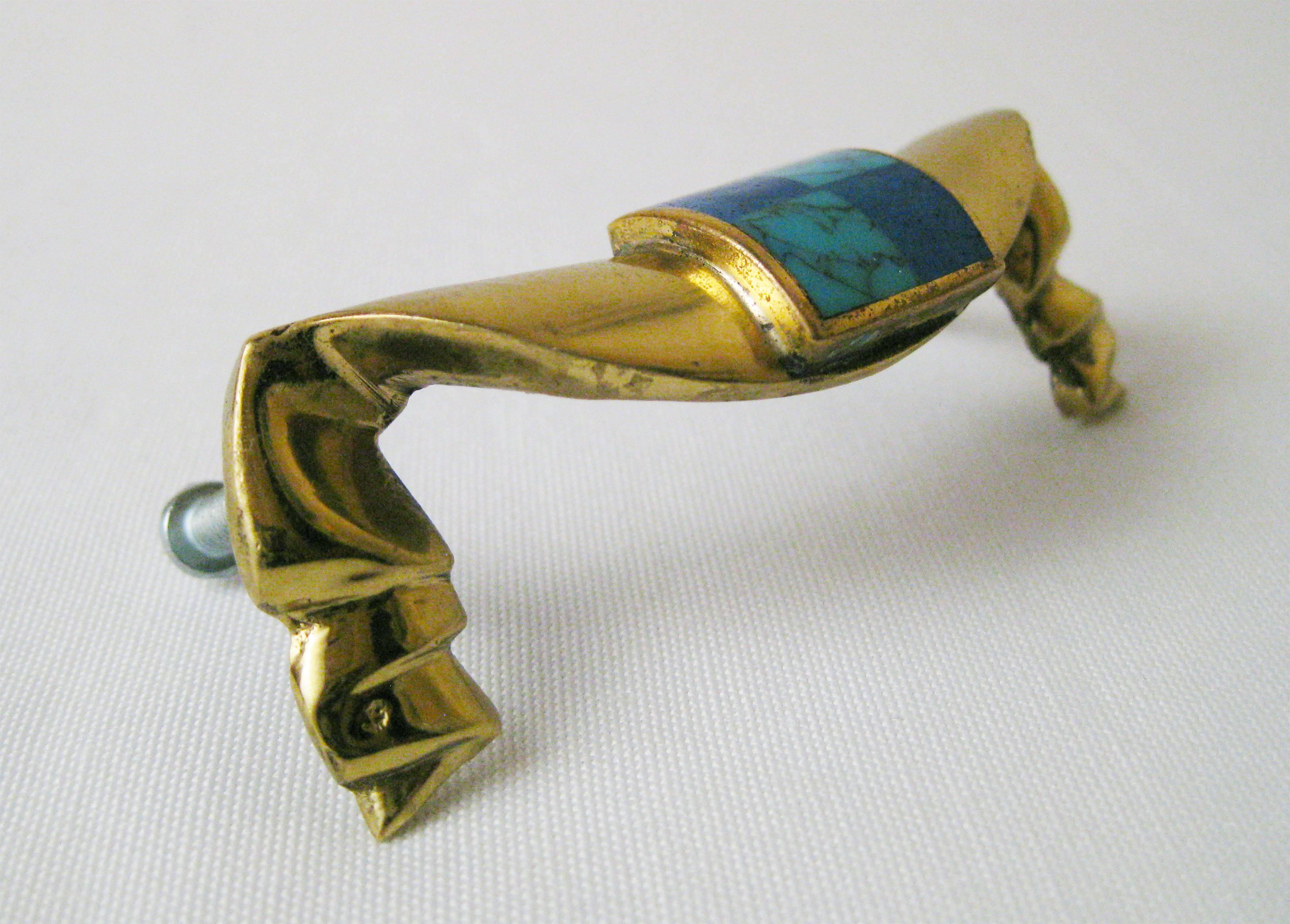 Mid-Century Modern Los Castillo Bronze Drawer Handle Pulls Hardware, Taxco, México, circa 1960