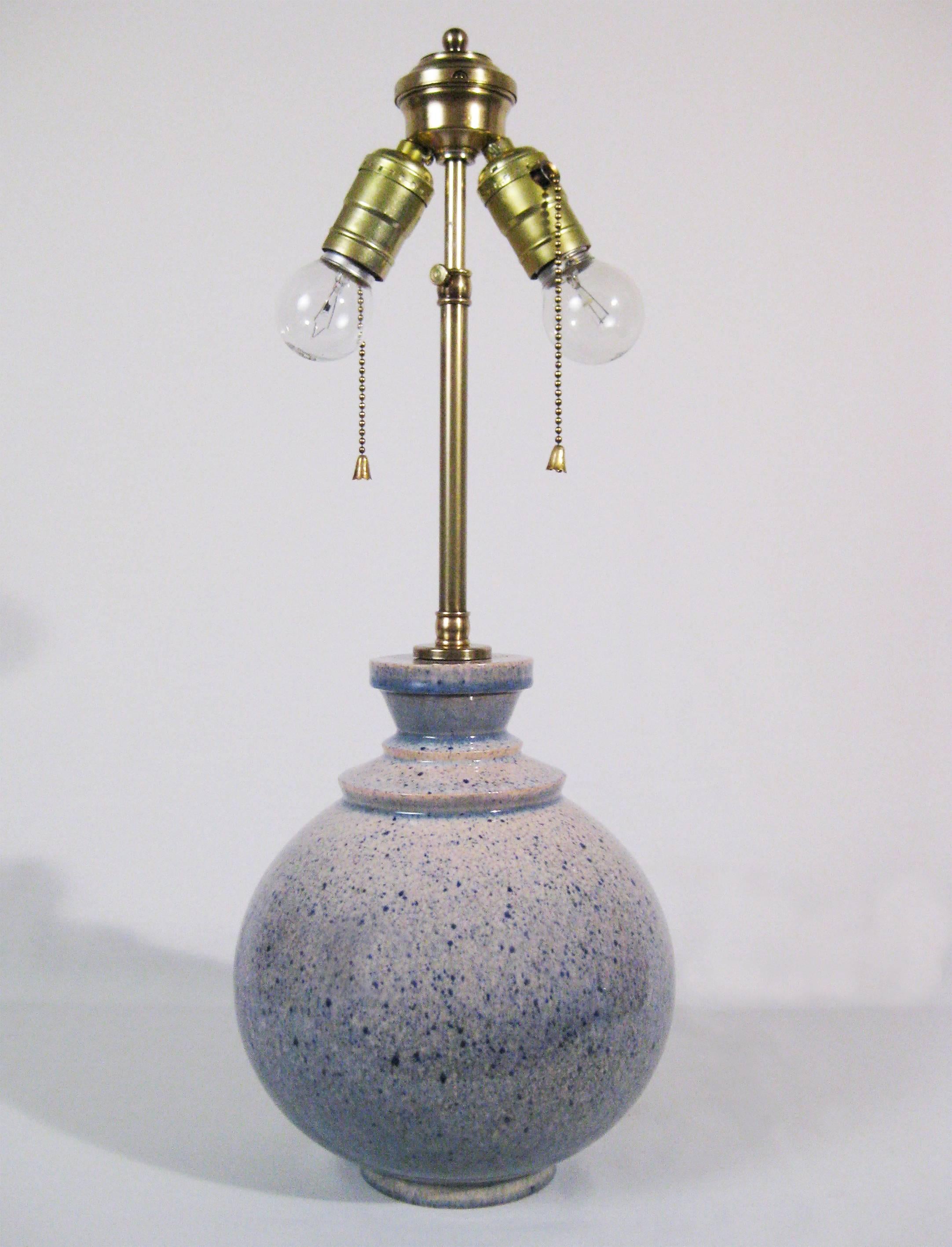 20th Century Table Lamp, Ceramic and Brass, Marcel Guillard for Etling, France, circa 1930 For Sale