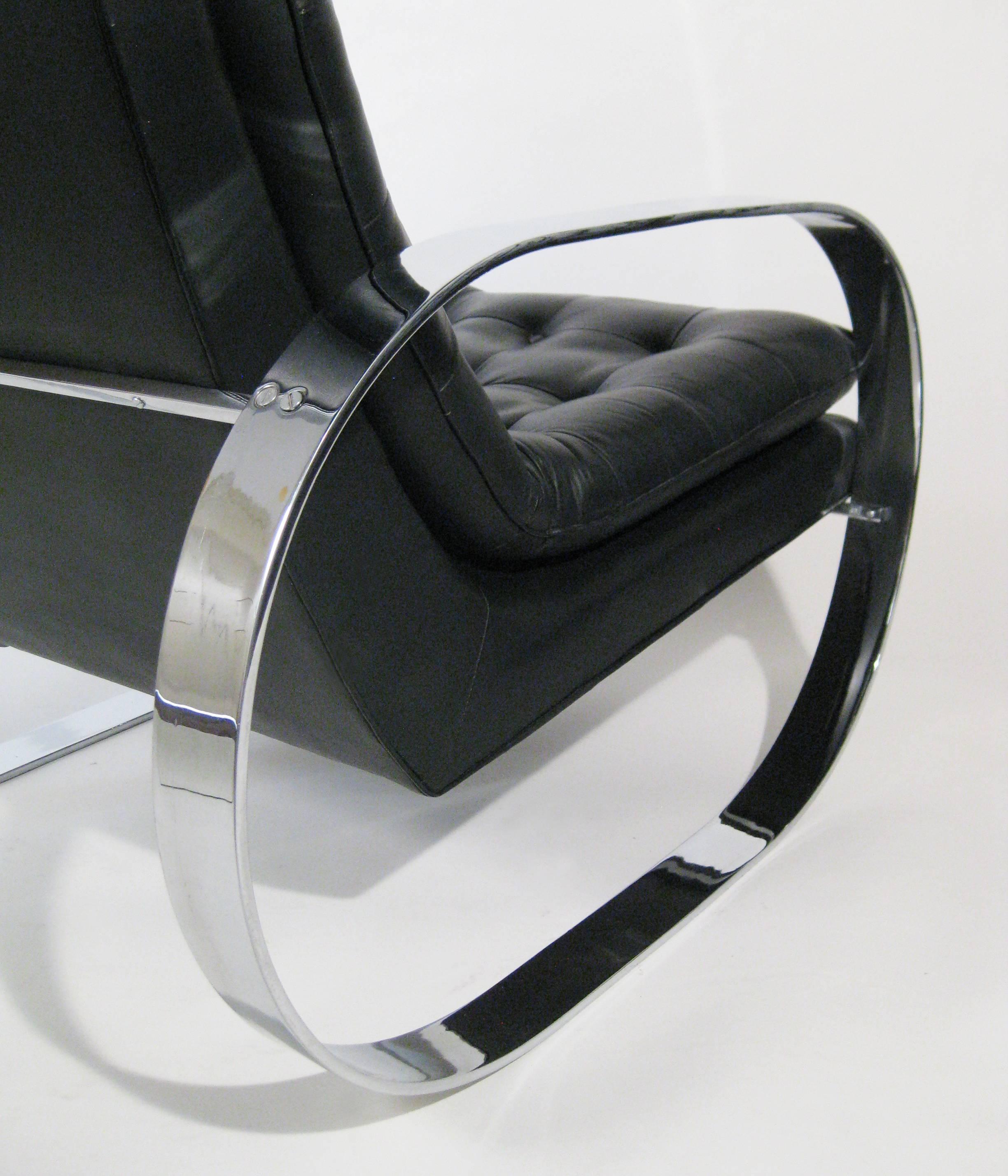 Mid-Century Modern Pair of Armchairs, Chrome with Leather, Mexico, circa 1970 For Sale