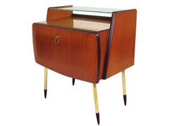 Pair of Nightstands Wood, Glass, and Brass, Italy, Signed 1957