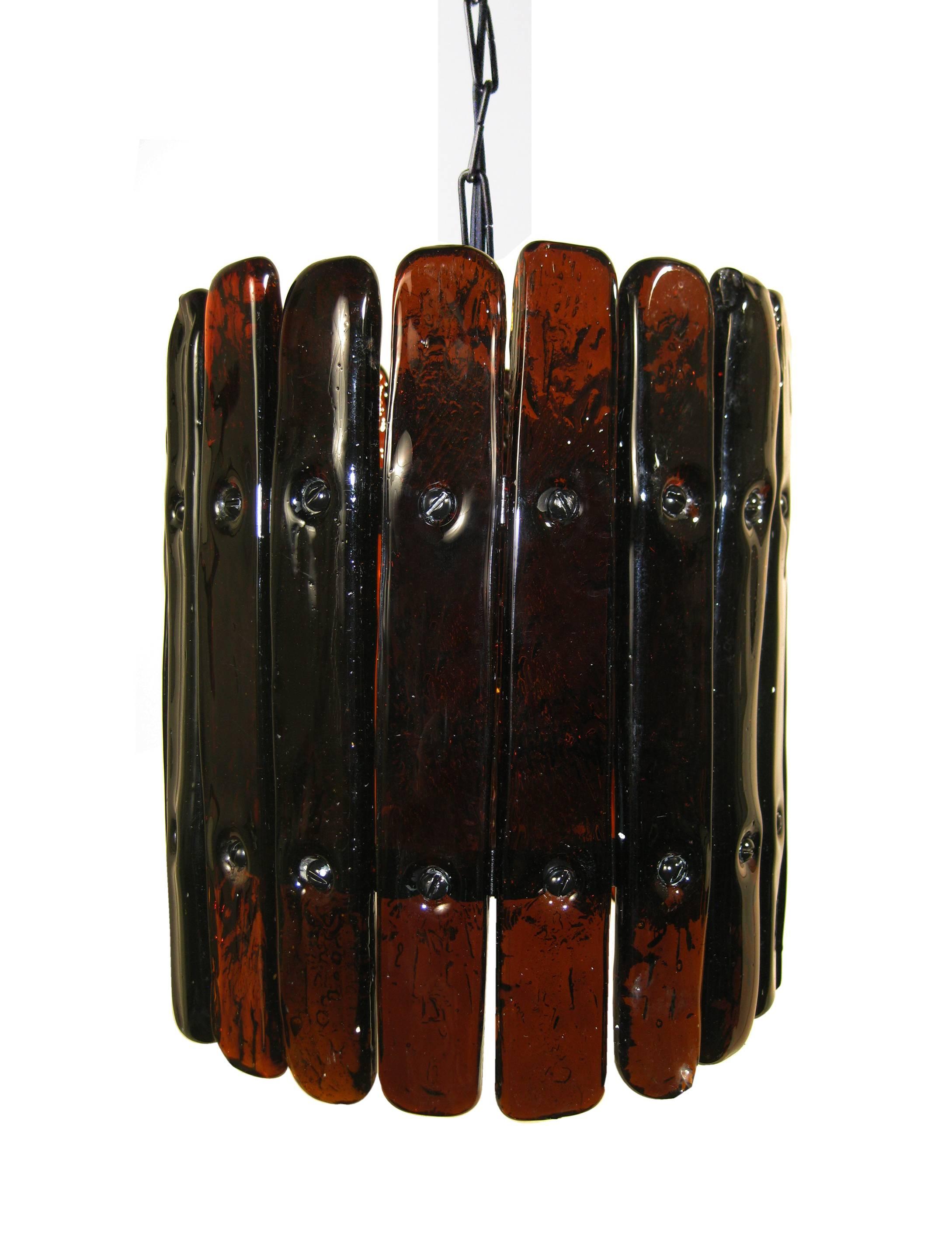 Mid-Century Modern Hanging Lamp in Glass and Metal, F. Derflingher for Feder's, Cuernavaca For Sale