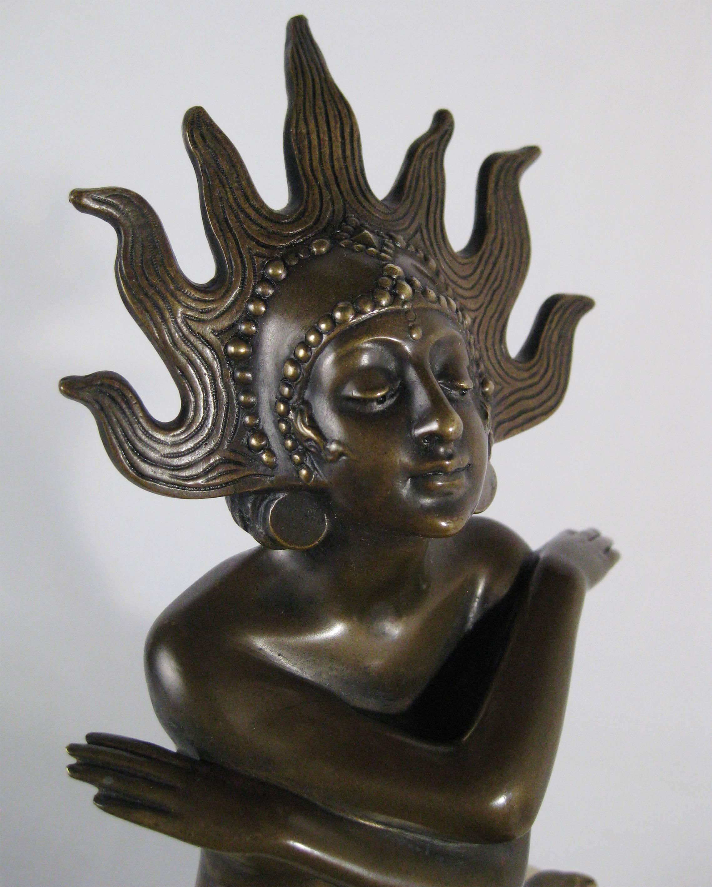 Early 20th Century Art Deco Bronze Sculpture “Deesse Kali” Josef Lorenzl, Austria, circa 1930 For Sale