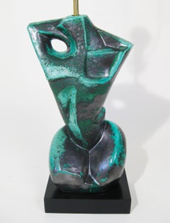 Midcentury Brutalist Cubist Lamp, Ceramic, Mexico, circa 1960