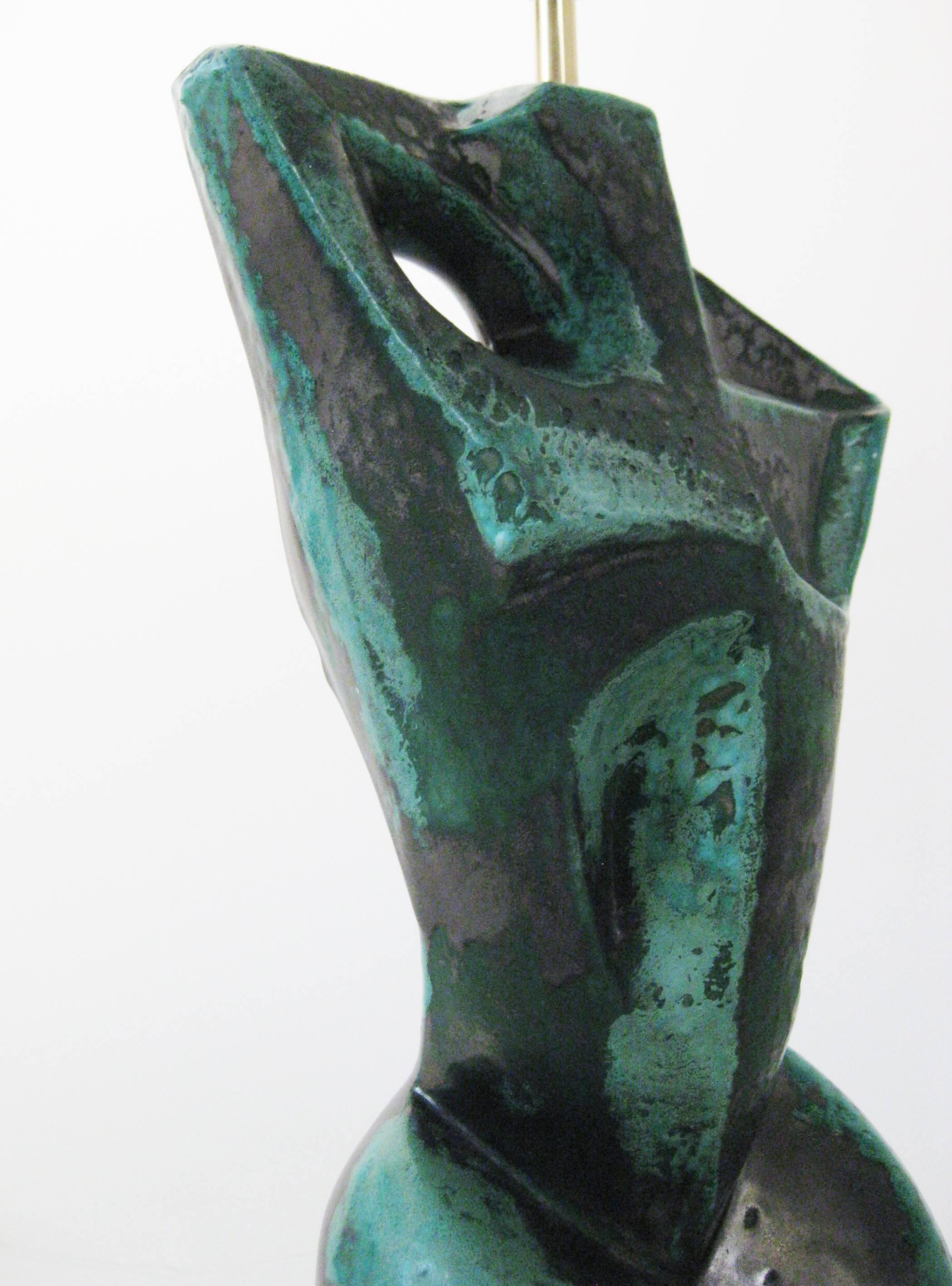 Midcentury Brutalist Cubist Lamp, Ceramic, Mexico, circa 1960 For Sale 1