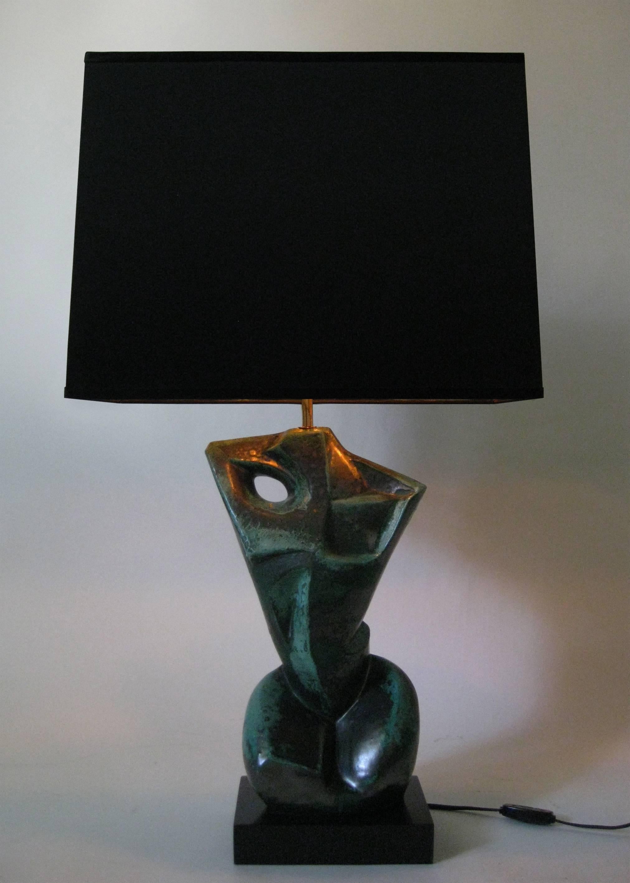 Midcentury Brutalist Cubist Lamp, Ceramic, Mexico, circa 1960 For Sale 2