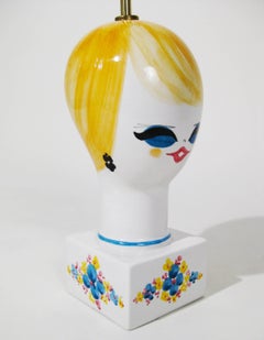 Midcentury Ceramic Hand-Painted Table Lamp, Italy, circa 1970