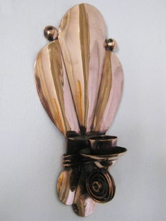 Cooper Candle Sconces by Héctor Aguilar, Taxco, Mexico, circa 1950