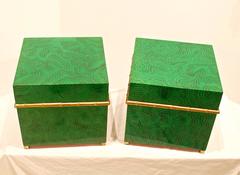 Faux Malachite Boxes, A Pair